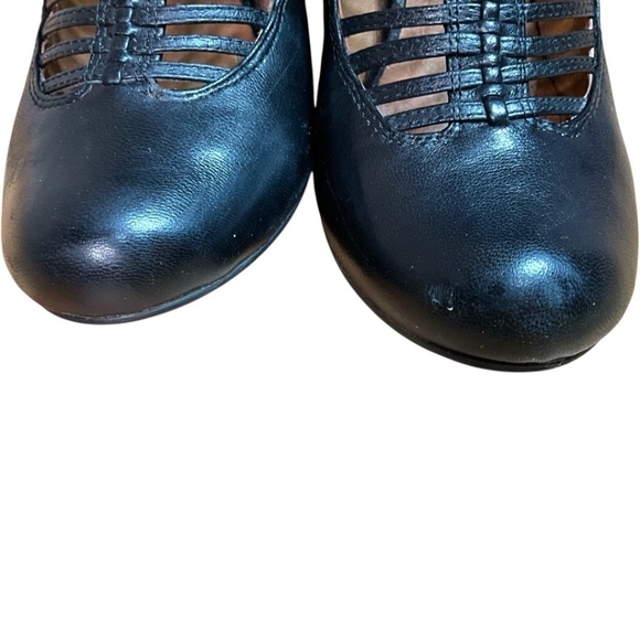 MIZ MOOZ Sloane Genuine Leather Black Cage Booties Back Zipper Round Toe US Sz 6 - Picture 8 of 10